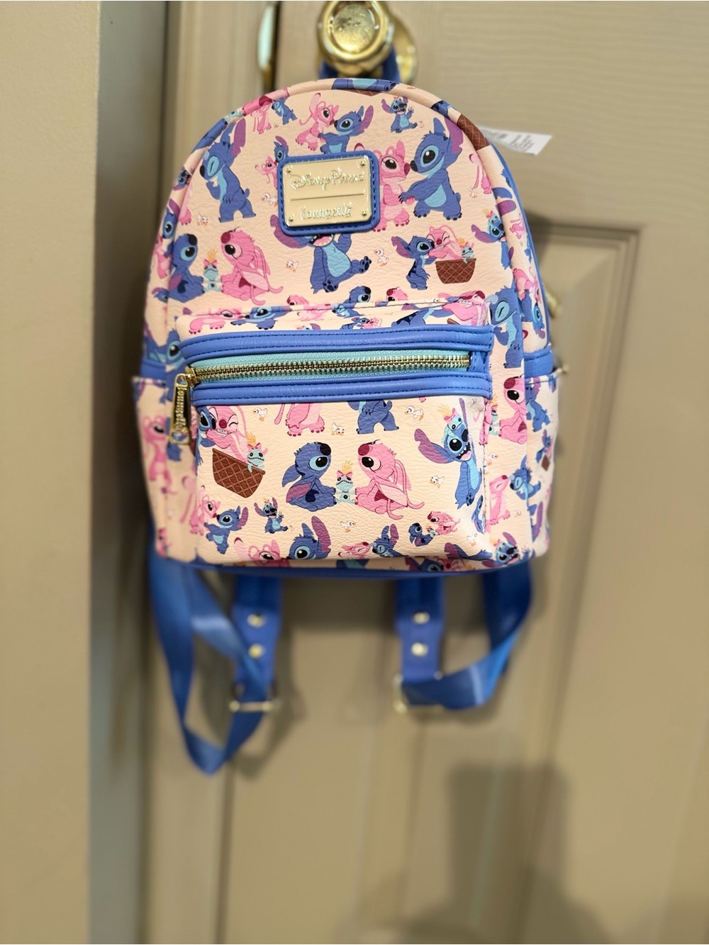 Loungefly Disney Stitch Pattern Pink & Blue Mini Backpack